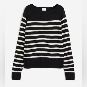 H&M Black and White Crew Neck Sweater with Stripes